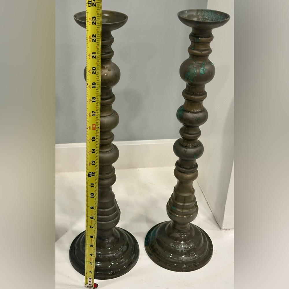 Beautiful Antique 1920’s “Brass Candle Holders” | England | Rare Baluster Design